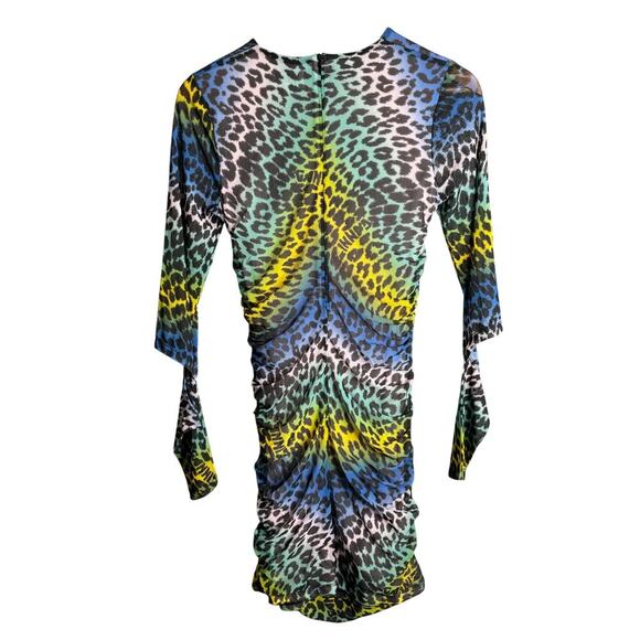 Ganni Leopard Print Cutout Mini Dress Multicolor Size 4 - Picture 6 of 8